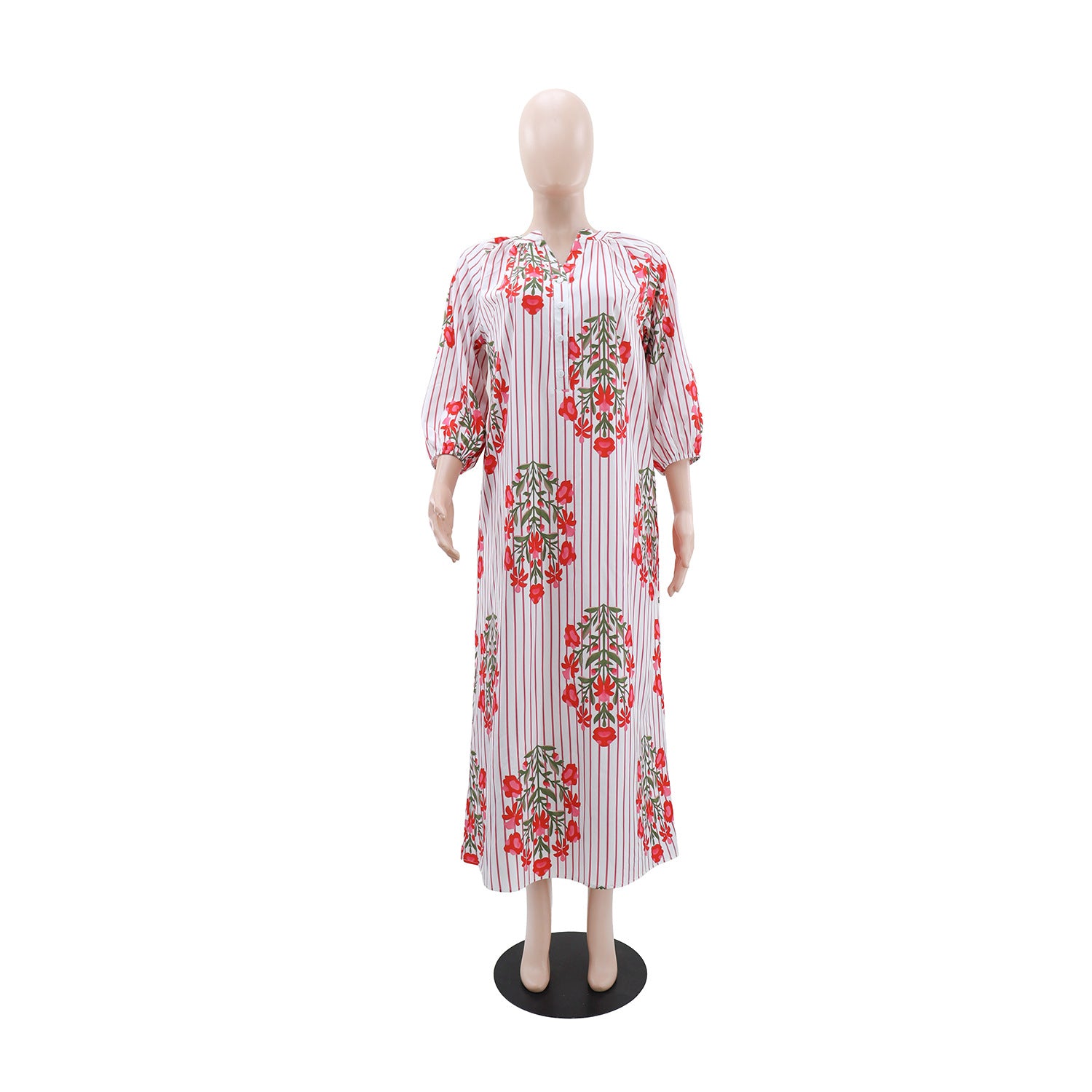 Women Casual Holiday V-Neck Three-Quarter Sleeve Dress 4