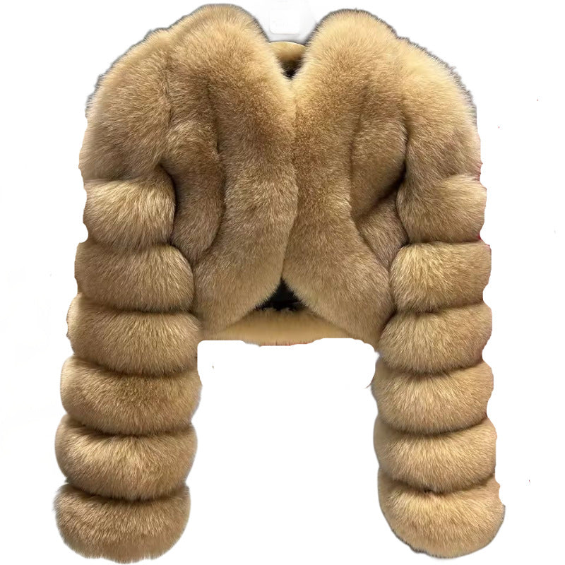 Faux Fur Coat Fox Fur Short Patchwork Winter Warm Top Jacket 47