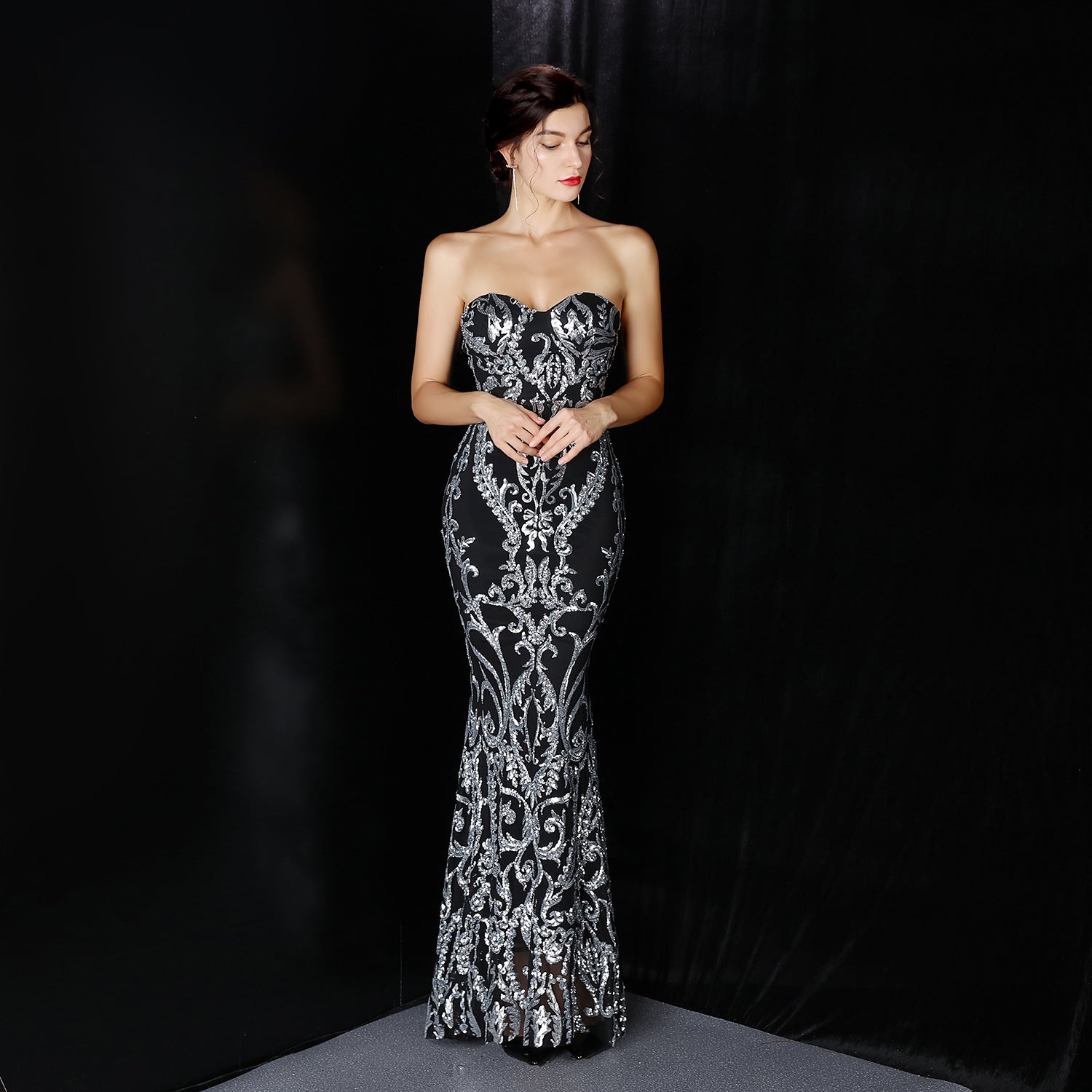 Women Sequined Skirt Ball Party Evening Dress 13