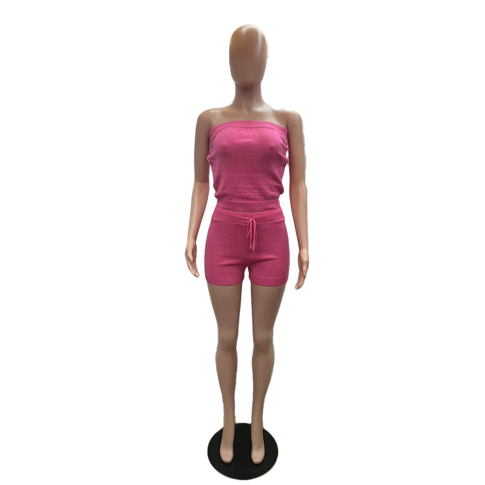 Women casual solid top and shorts two-piece 6