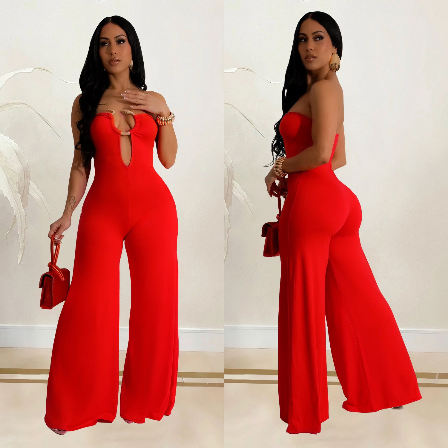 Women Solid off Shoulder Jumpsuit 4