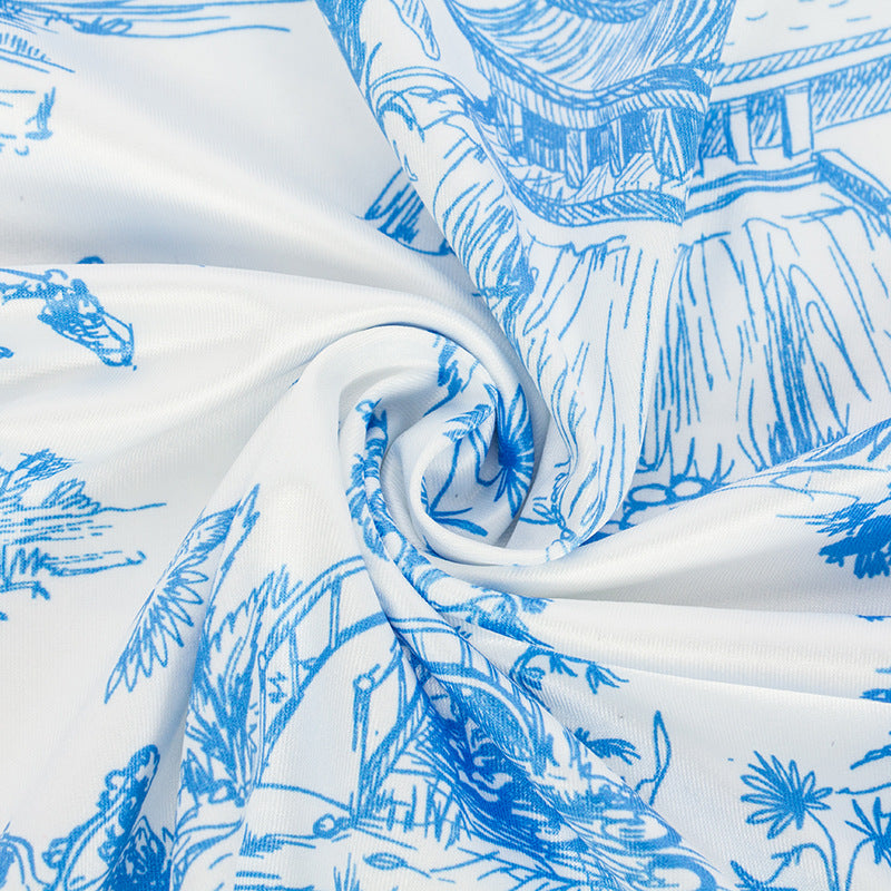 Summer Sleeveless Printed Strapless Top Slim Fit Bodycon Skirt Women's Set 18