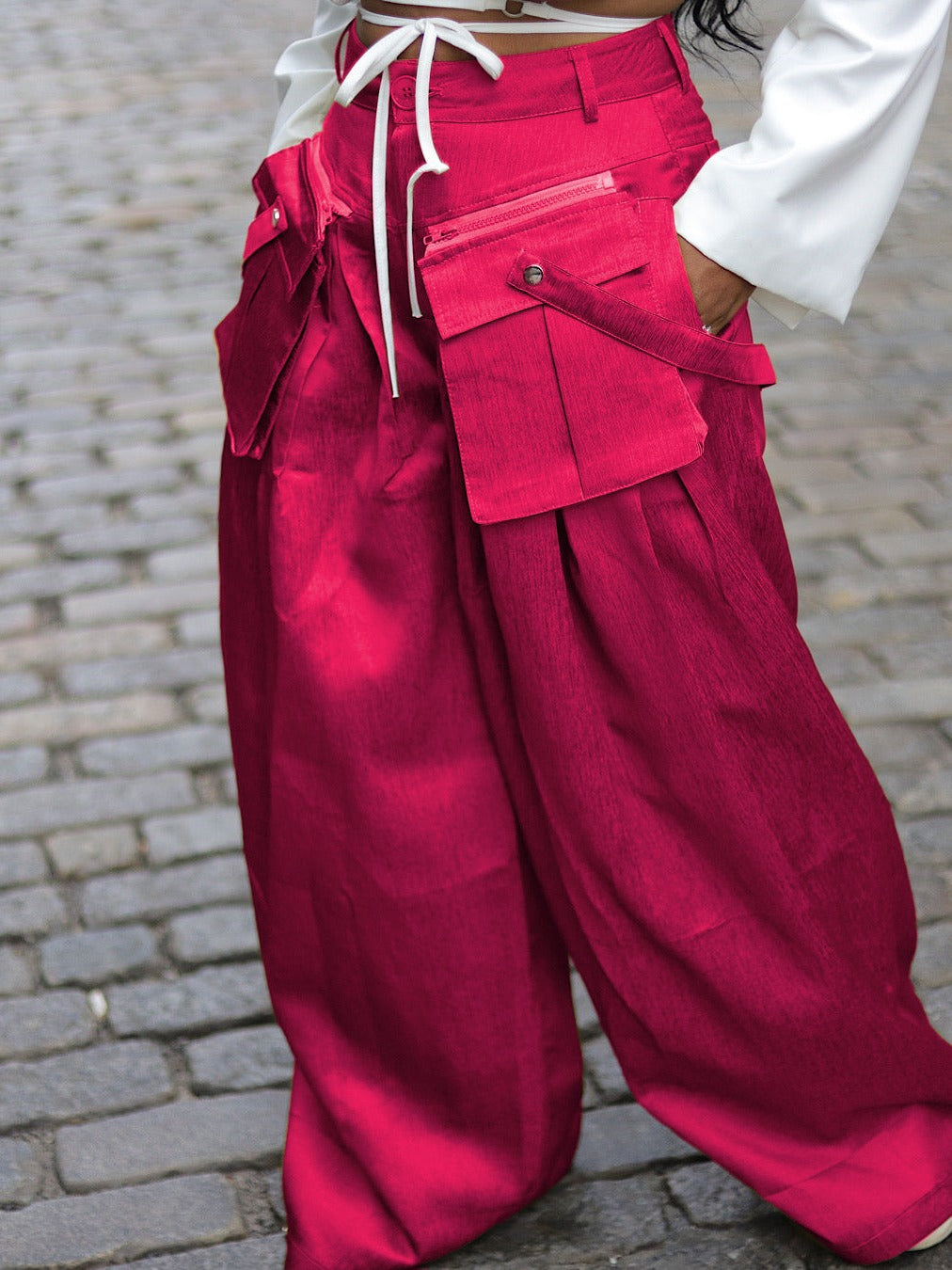 Women Casual Detachable Pocket Wide Leg Pants 6