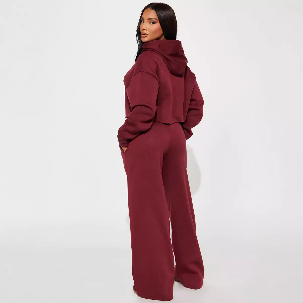 solid Color letter printed Fashion Hoodies pants two piece Set 5