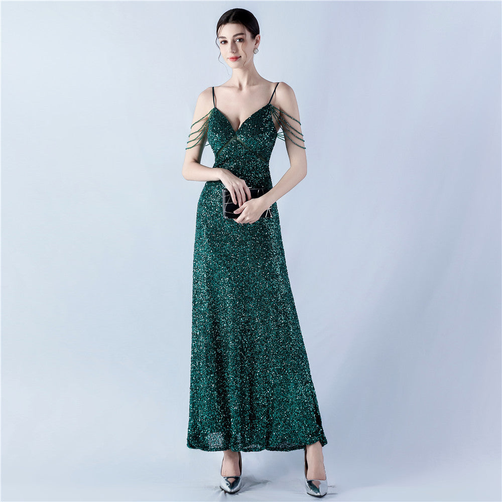 Women mesh sequined evening dress 15