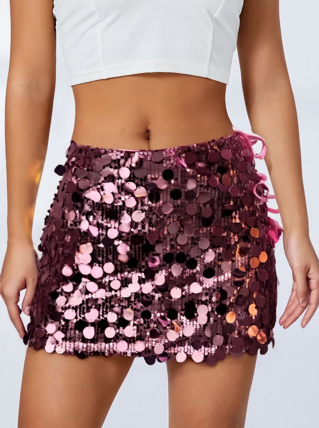Shiny sequins Patchwork Bodycon sexy short skirt 10