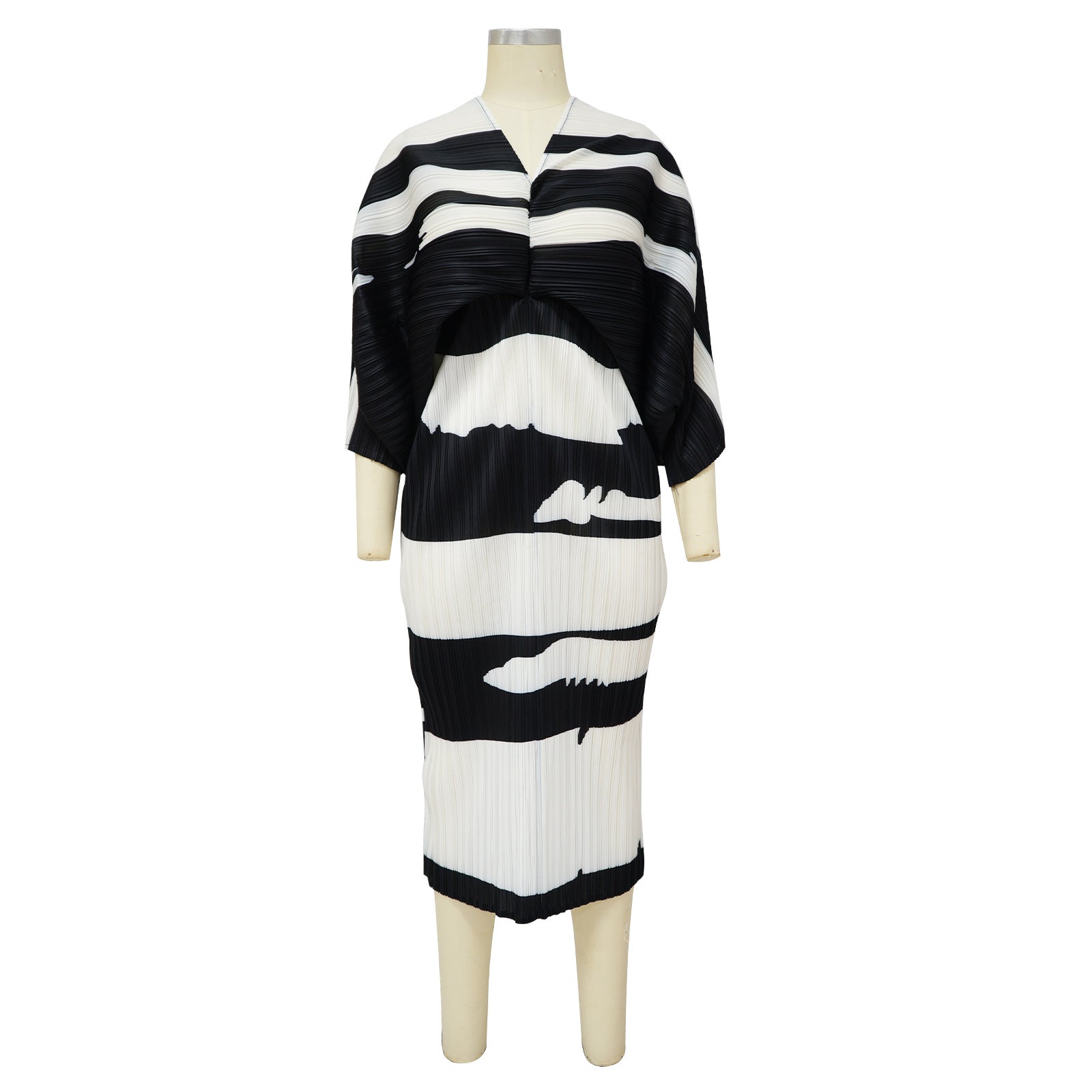 Women'S Fall V-Neck Bat Sleeves Print Dress 26