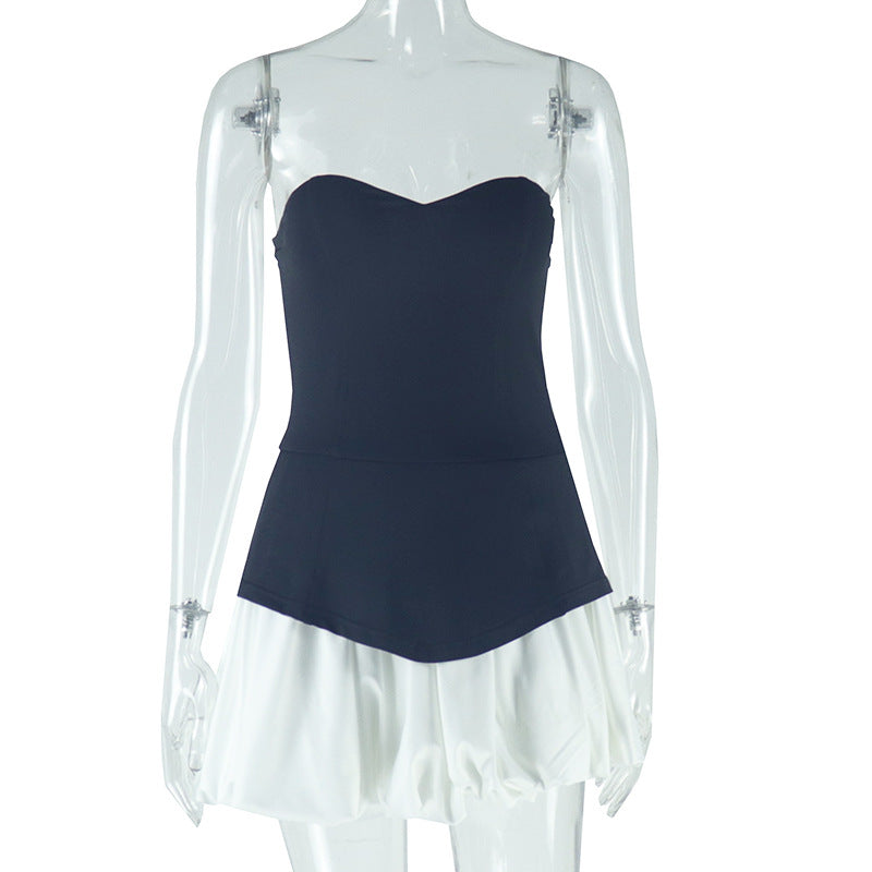 Women Solid Sexy Sleeveless Backless Casual Patchwork Dress 7