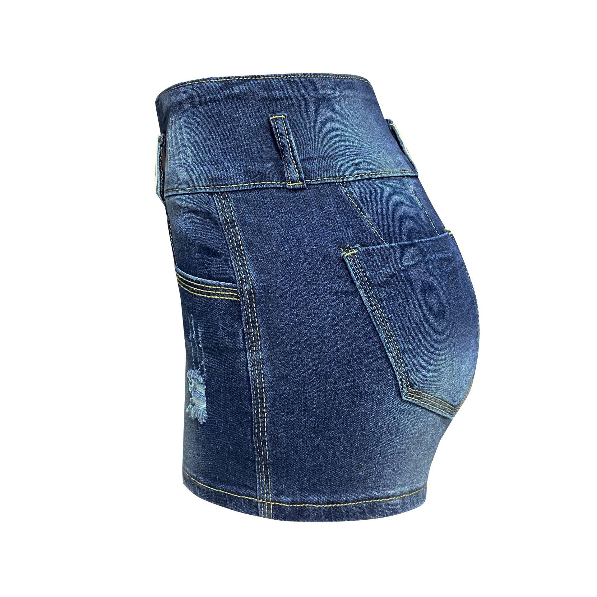 Women Stretch Ripped High Waist Denim Shorts 4