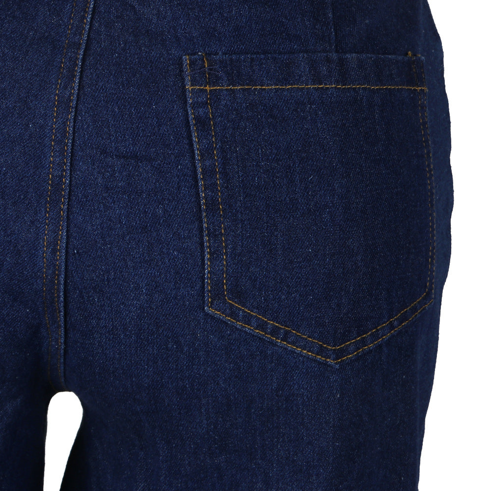 Sexy Women's Irregular Ripped Loose Denim Pants 15