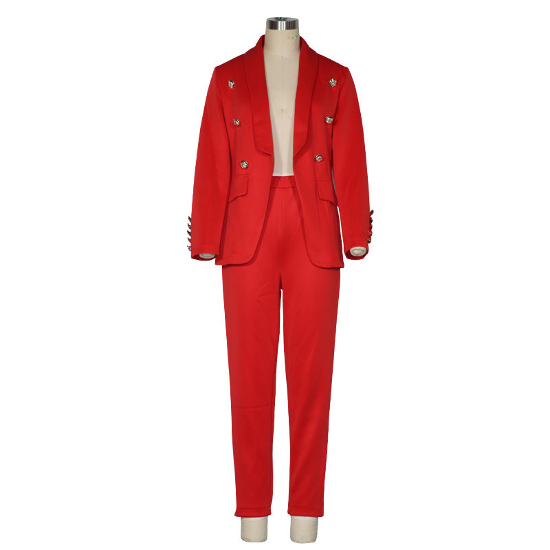 Fall Winter Women'S Fashion Long Sleeve Suit Two Piece Trousers Blazer Set 10