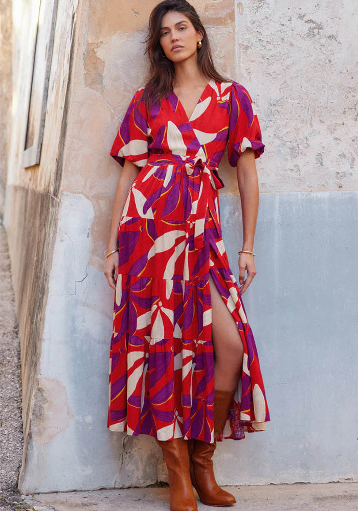 Summer Women's Chic Casual V-Neck Print Midi Dress