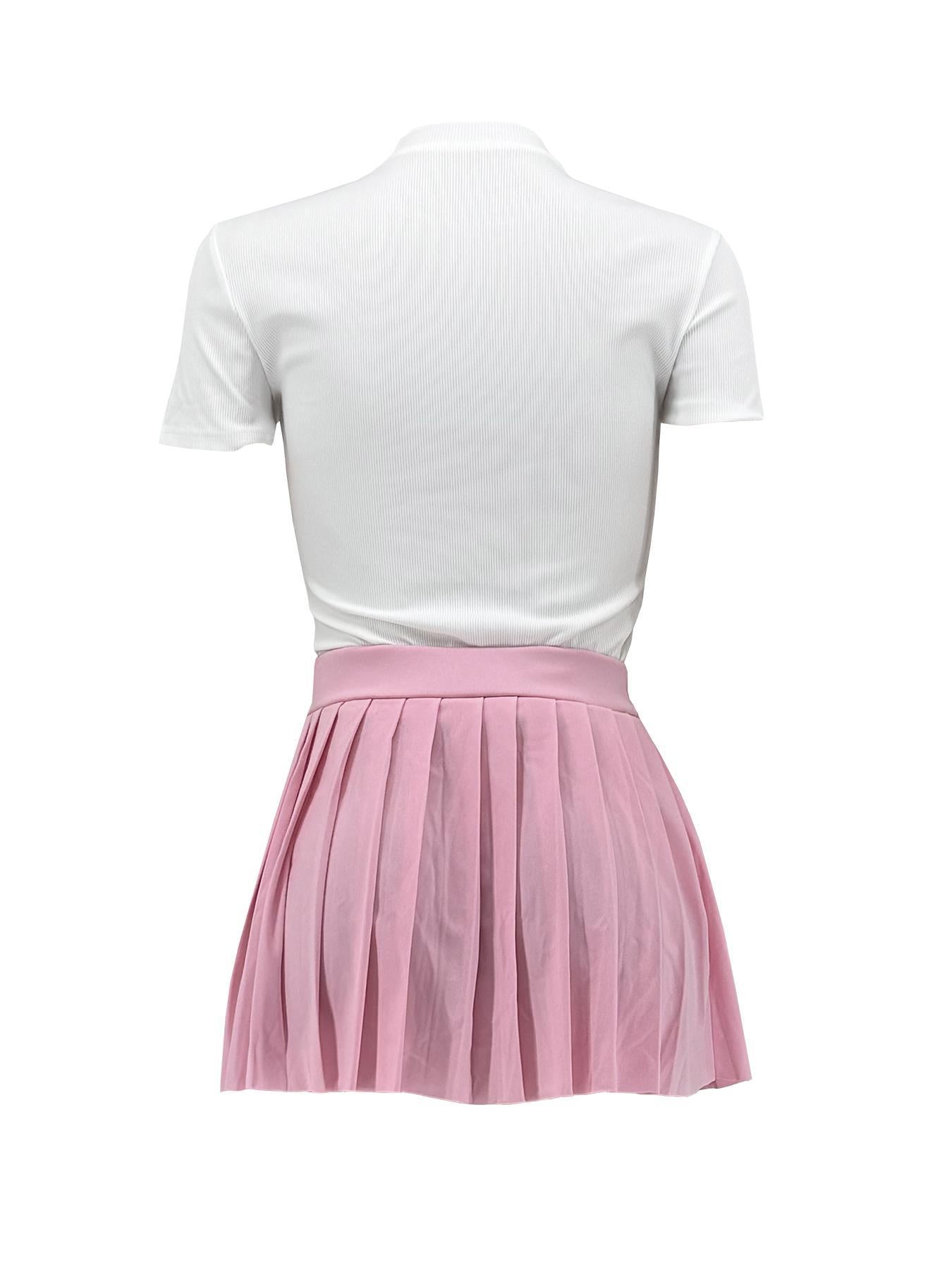 Women Casual Top and Pleated Skirt Two-piece Set 23