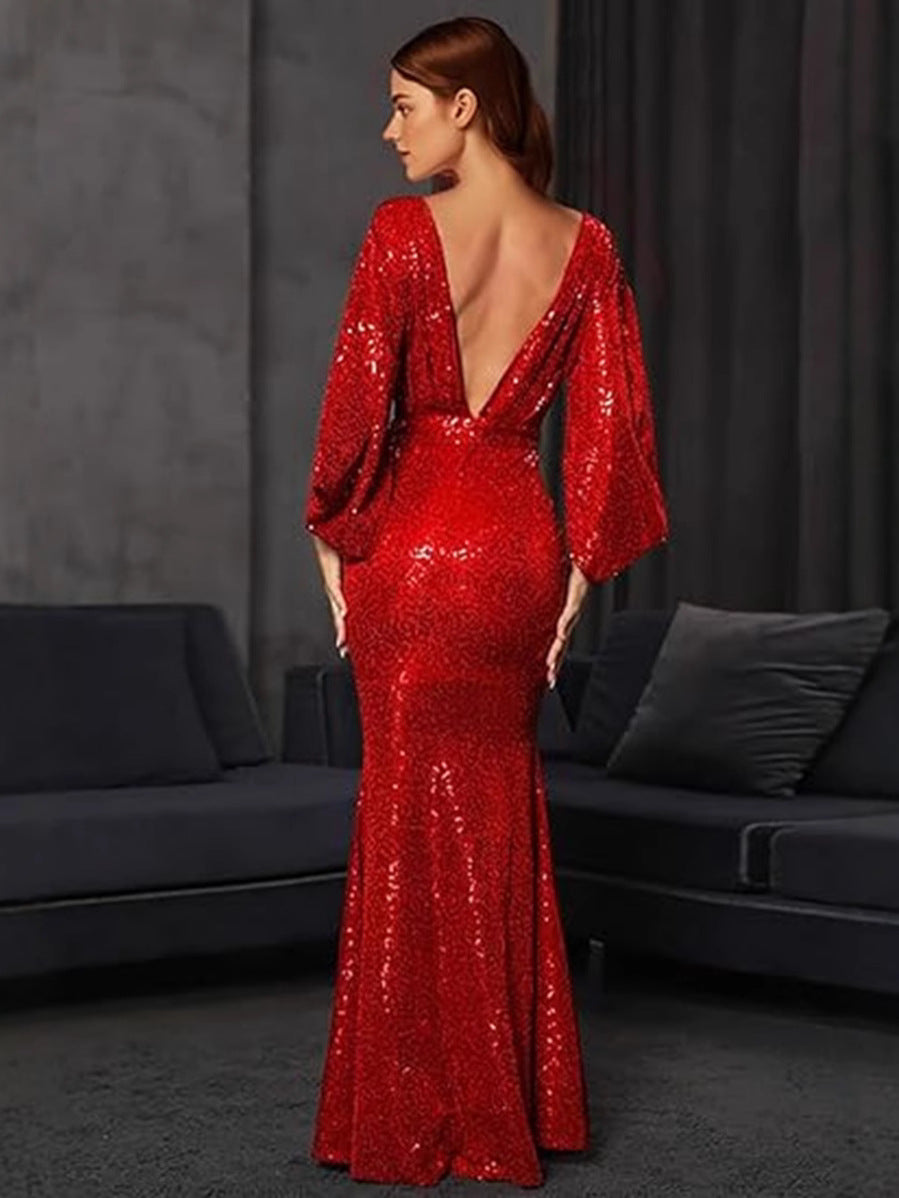Bride Dress Sexy Slit Sequin Mermaid Long Evening Dress 3