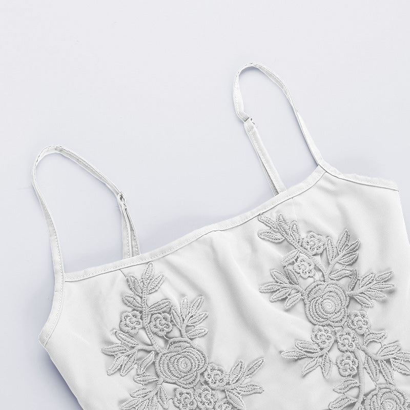 Women summer lace suspender puffy dress 15