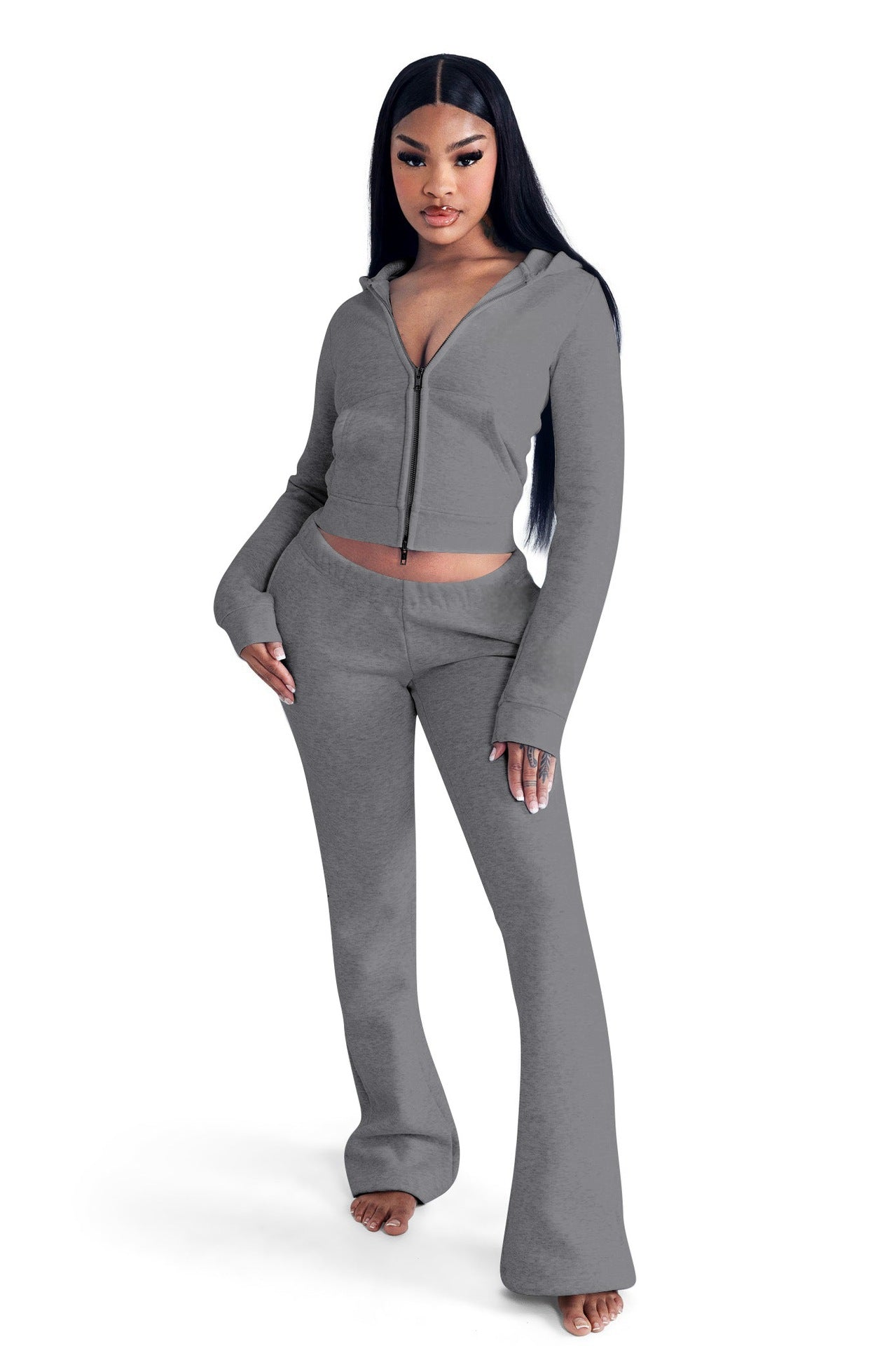 Women Elegant Hooded Top and PantTwo Piece Set 4