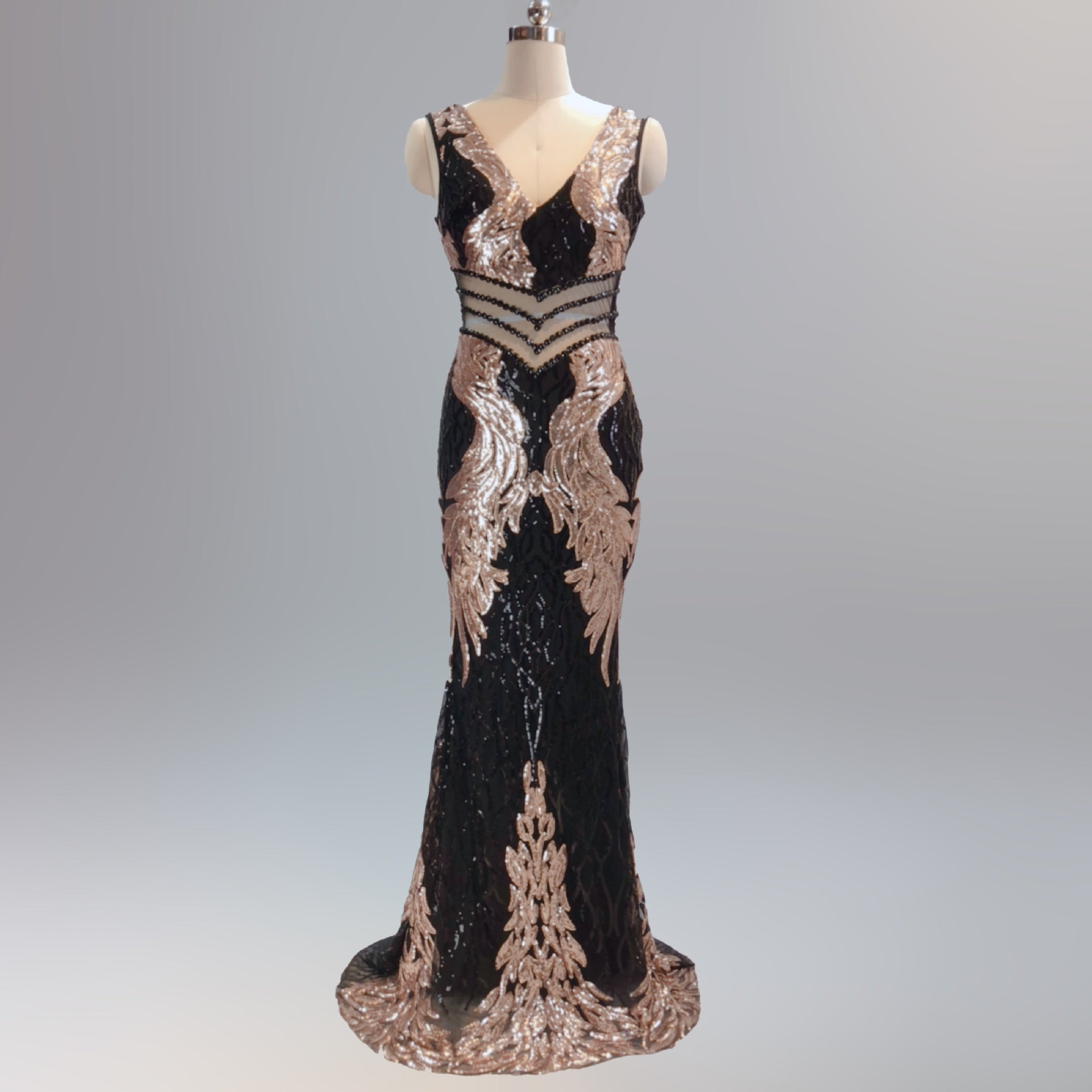 Sequin Slim Deep V Flower Women's Party Evening Dress 26