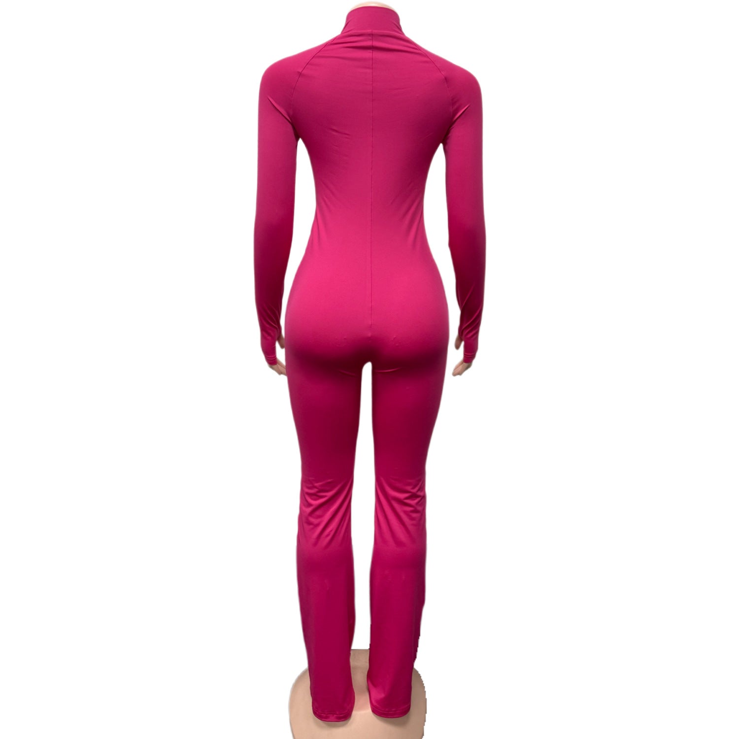 Women Half-Zip Long-Sleeved Sexy Jumpsuit 7