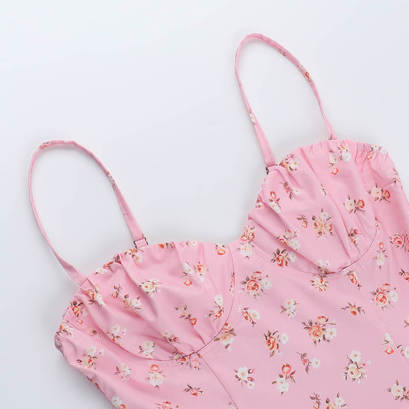 Women Spring Summer Strap Sexy Backless Floral Dress 10