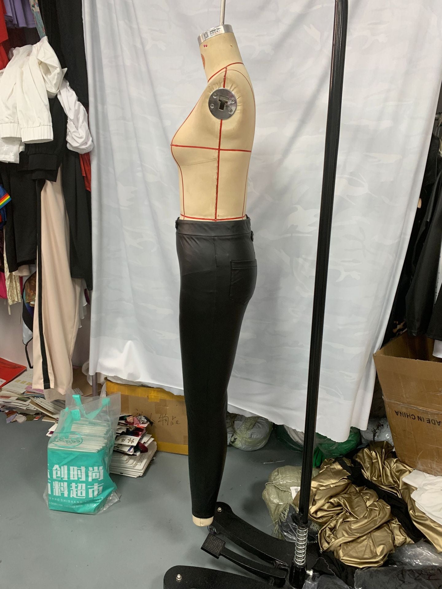 Zipper slim pu black Trousers fashion Casual Tight Fitting leather pants 9