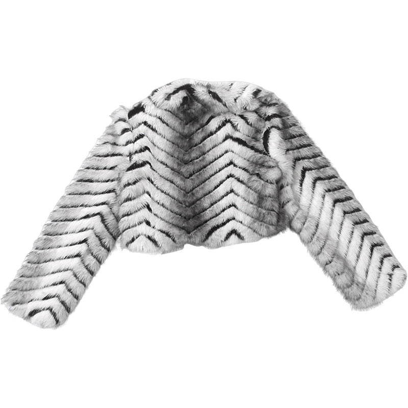 Women Autumn Elegant Turndown Collar Furry Coat 11