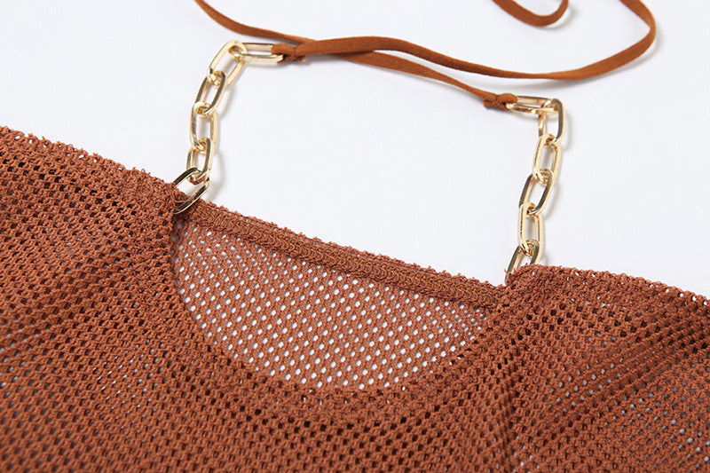 Summer Sexy See-Through Lace-Up Bra Low Waist Slim Skirt Two Piece Set 17