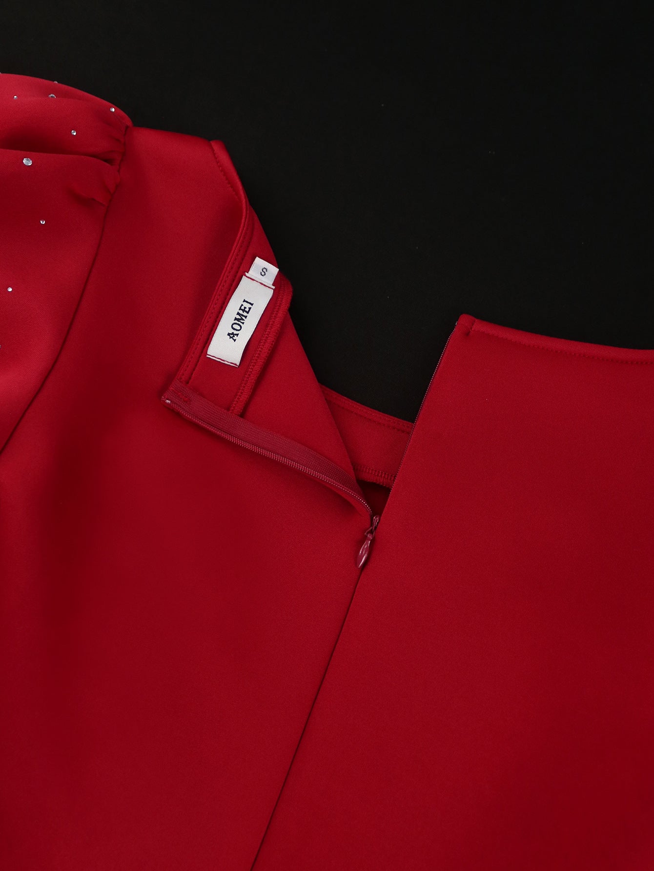 Women Beaded Puff Sleeve Formal Party Evening Dress 17