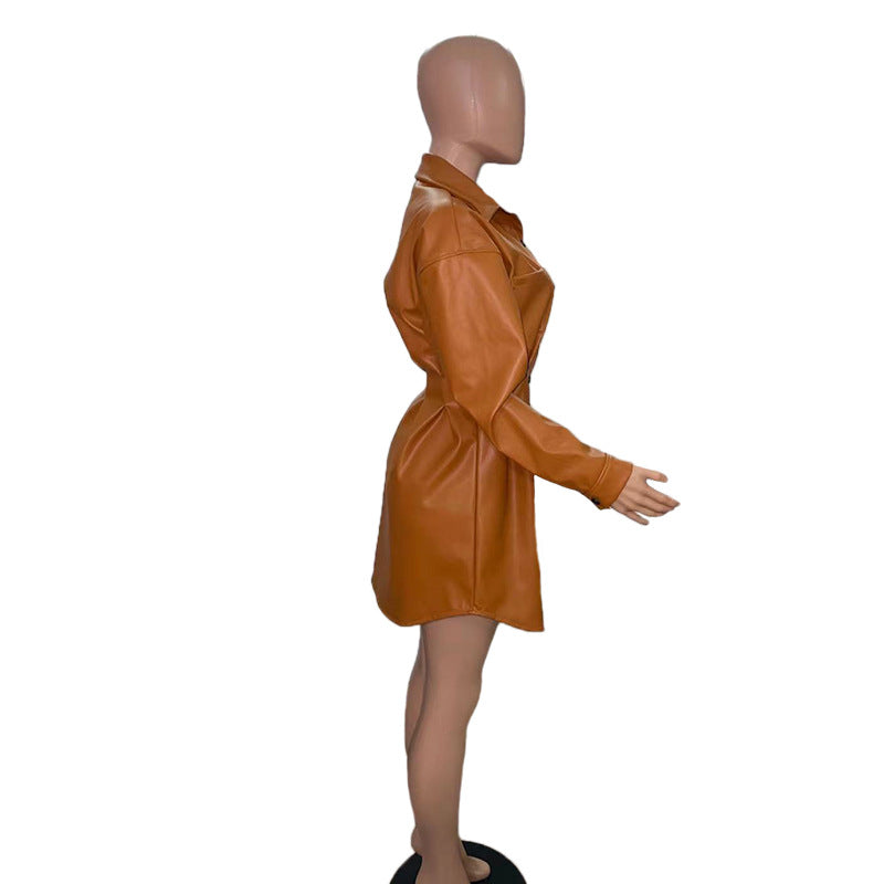 Women Fall/Winter Jacket Pleated Waist Dress 6