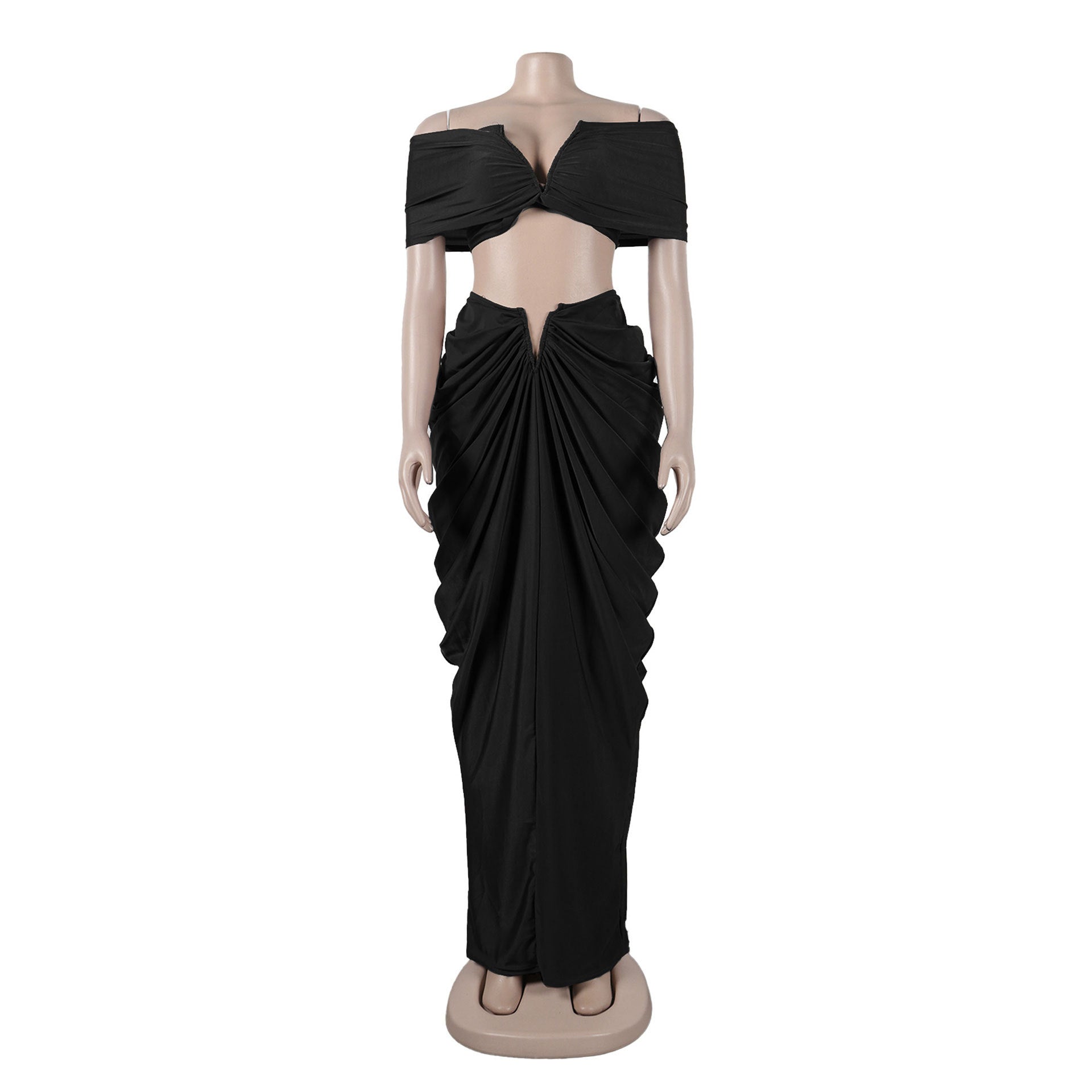 Women Sexy Sleeveless Strapless Crop Top and pleated Skirt two-piece set 18