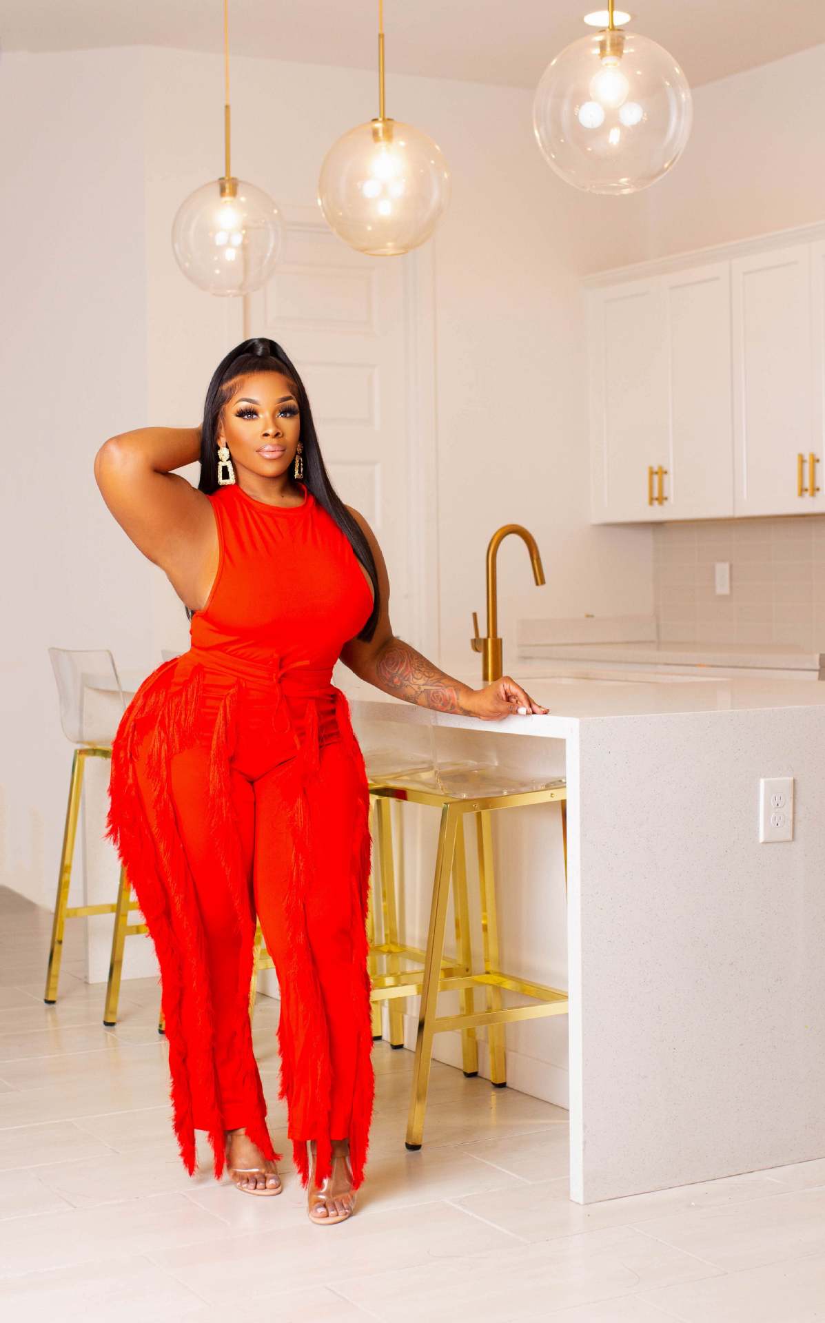 Women's Solid Color Tassel Two Piece Suit 11