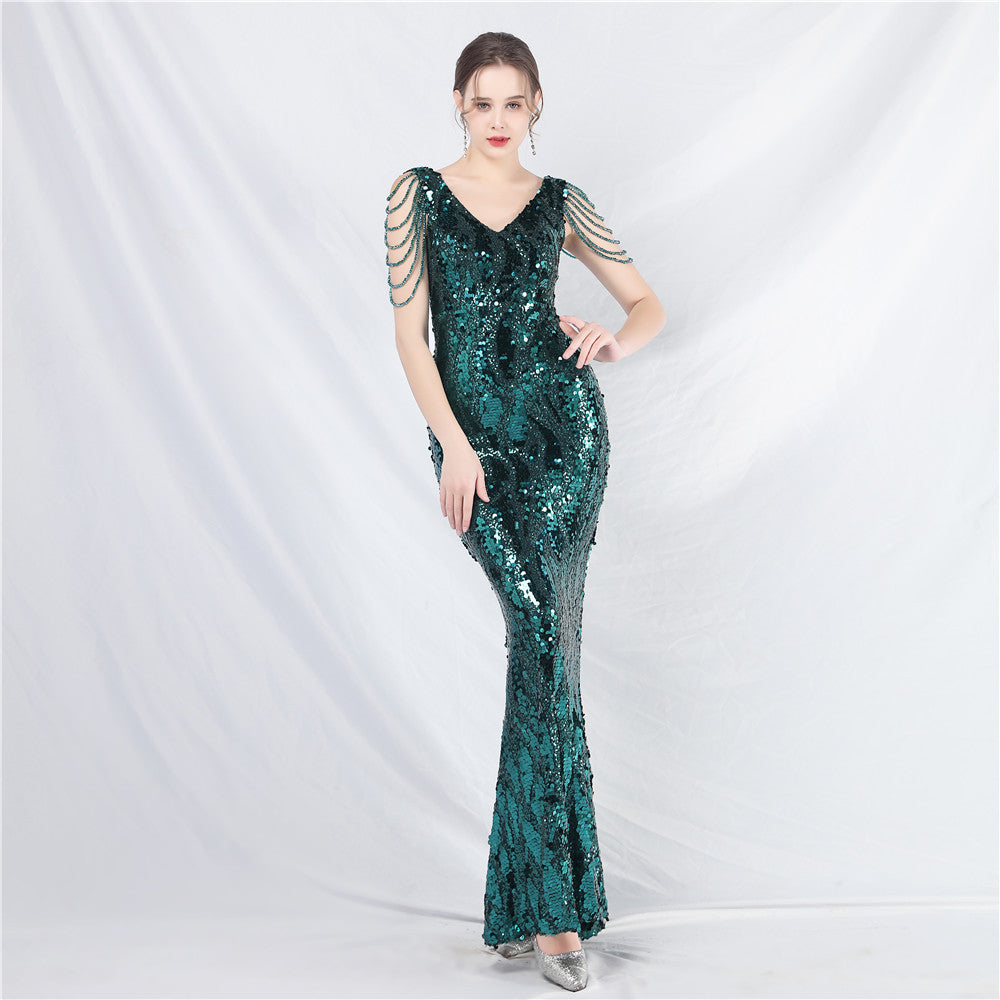Plus Size Women Sequin Formal Party Maxi Evening Dress 3