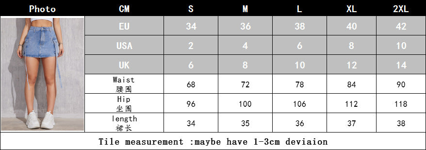 Cargo Fashionable A-Line Skirt Washed Street Trendy Denim Mini Skirt 6