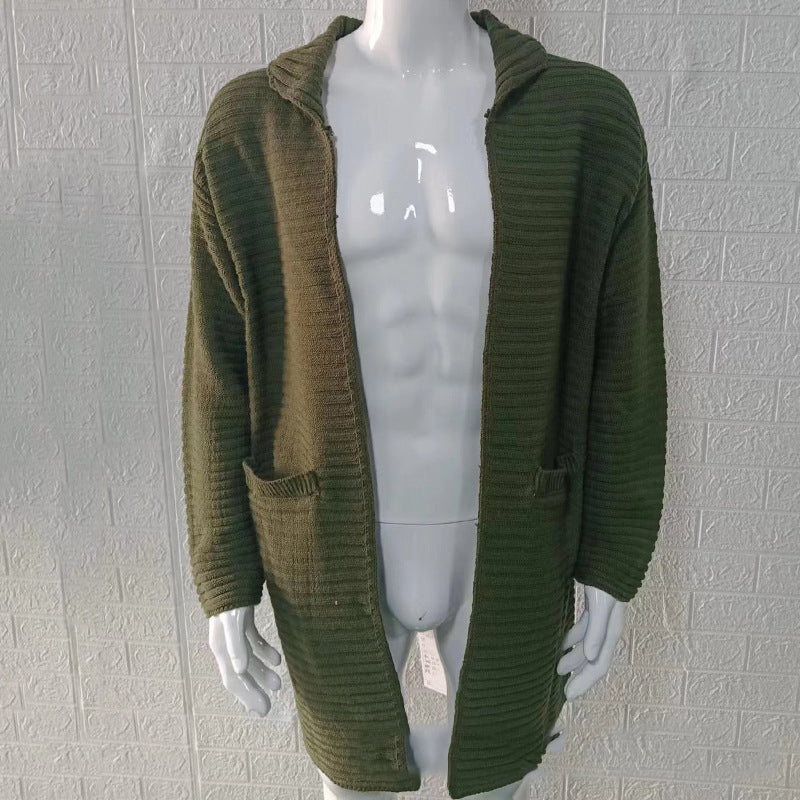 Autumn And Winter Cardigan Men's Solid Color High Collar Long Sleeve Knitting Sweater Coat 7