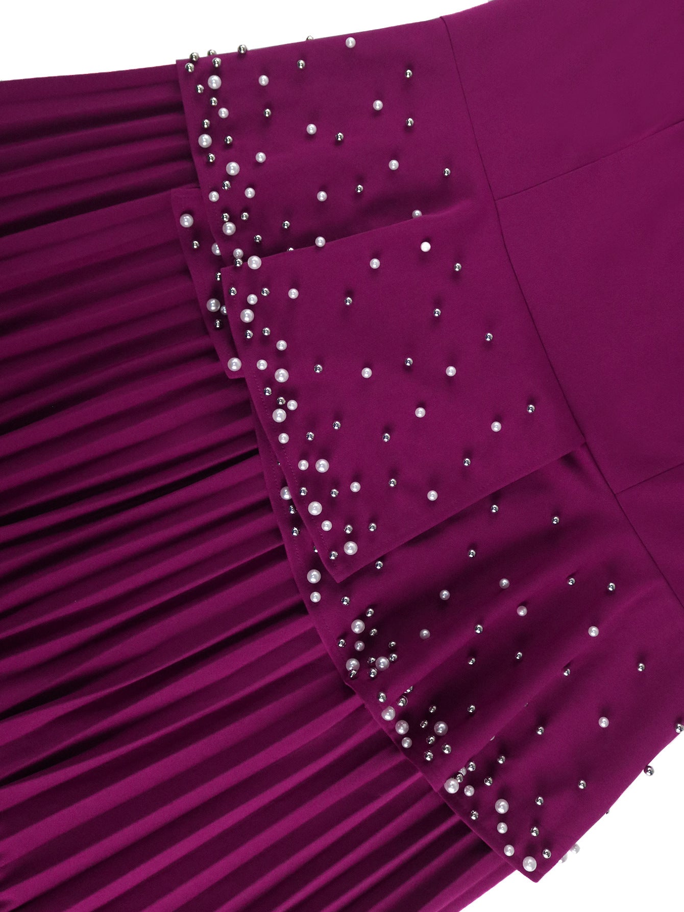 Plus Size Ruffle Elegant Round Neck Beaded Pleated Party Dress 11