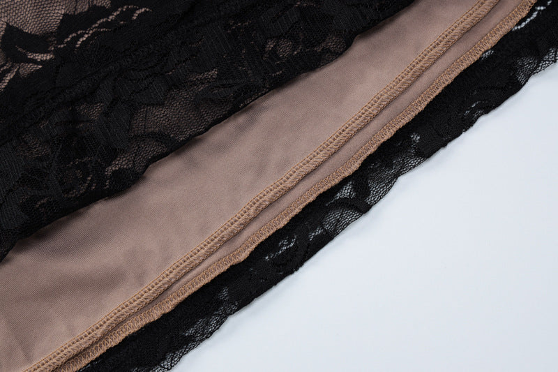 Women's Autumn American Fashion Lace Printed U-Neck Long Sleeve Bodycon Dress 14