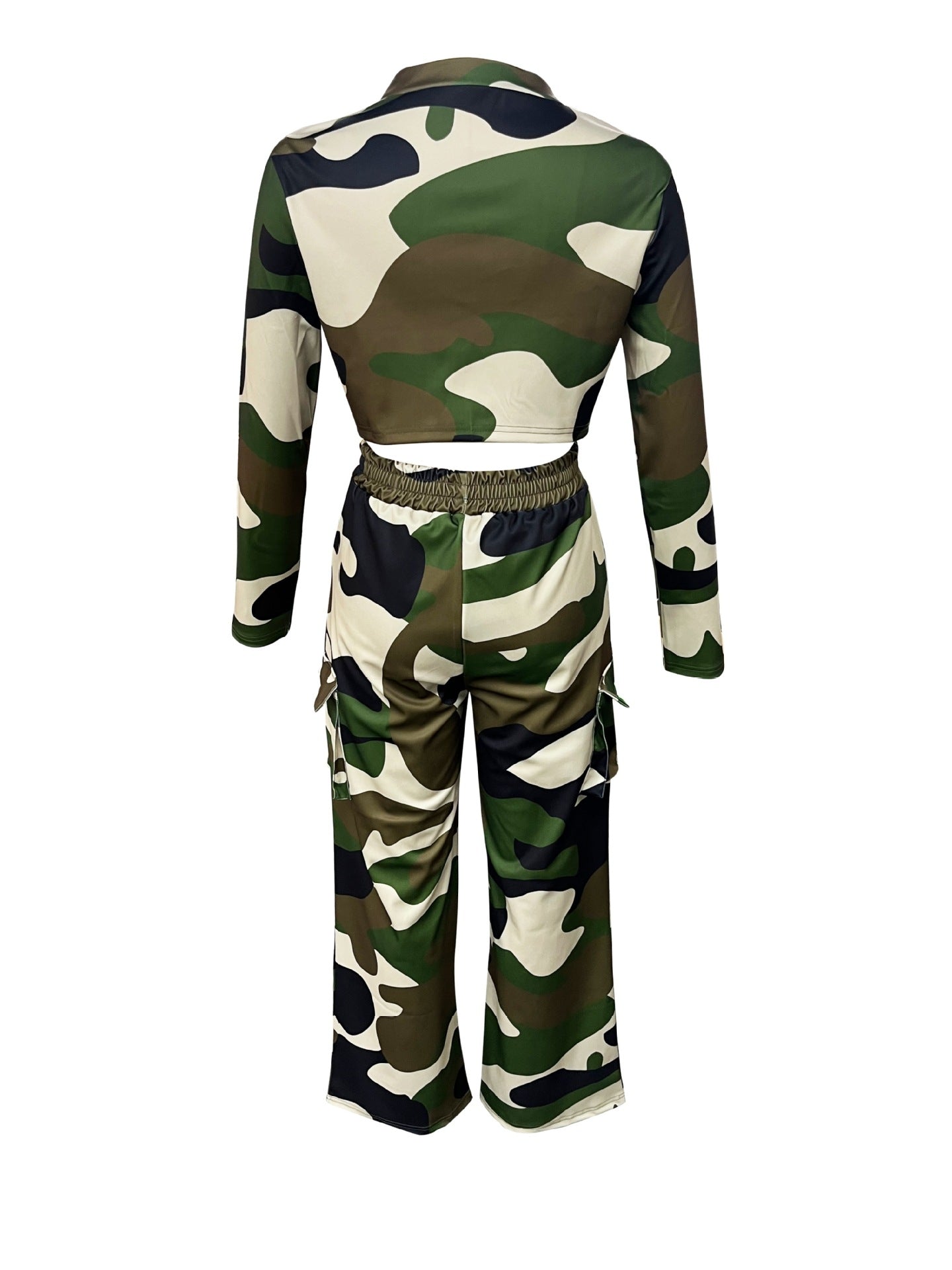 Women Camo Print Casual Sexy Crop Top and Pants Two-piece Set 20