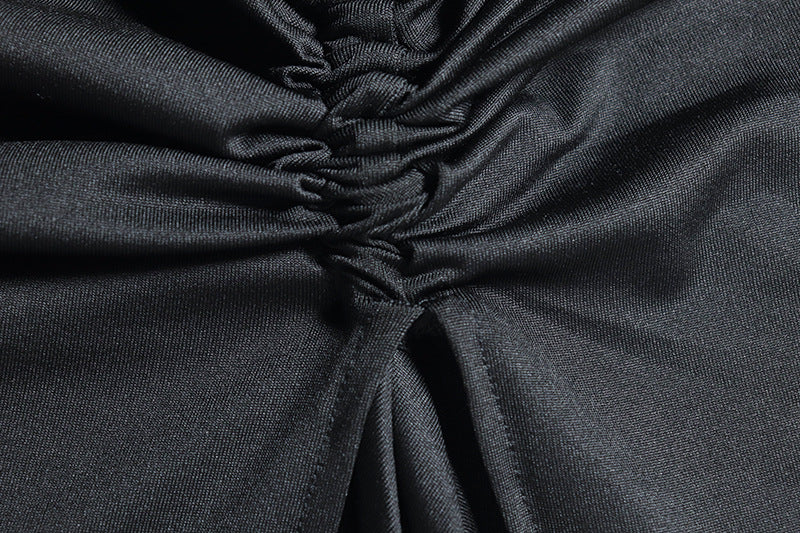 Women's Fashion Solid Color Dress Sleeveless Irregular Slit Dress 19