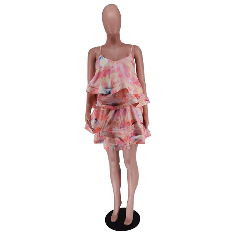 Women's?˜Clothing?˜Layered?˜Printed?˜Straps?˜Dress 8