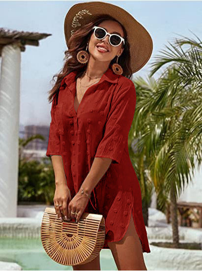 Chiffon Shirt Jacquard Loose Women's Casual Blouse 14