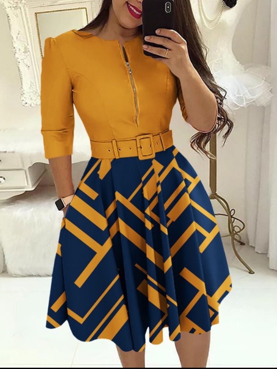 Women's Fashion Chic Long Sleeve Dress With Belt 8