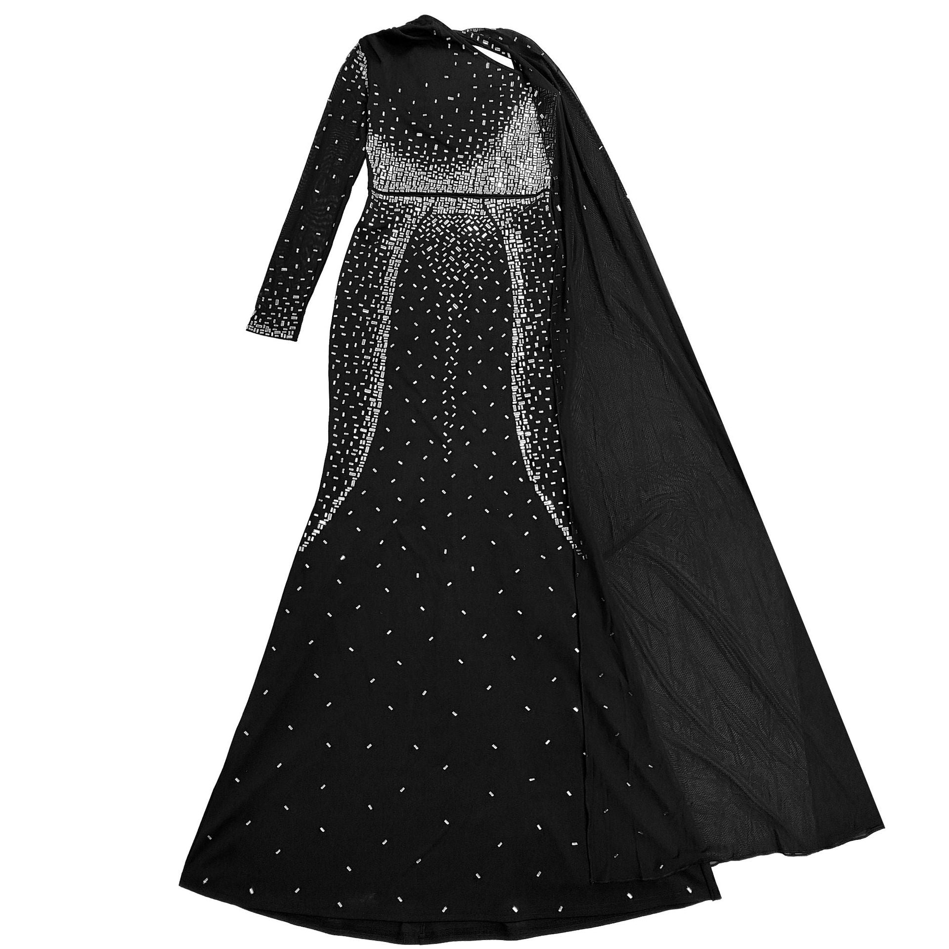 Women Sexy Mesh Beaded Bodycon Dress 15