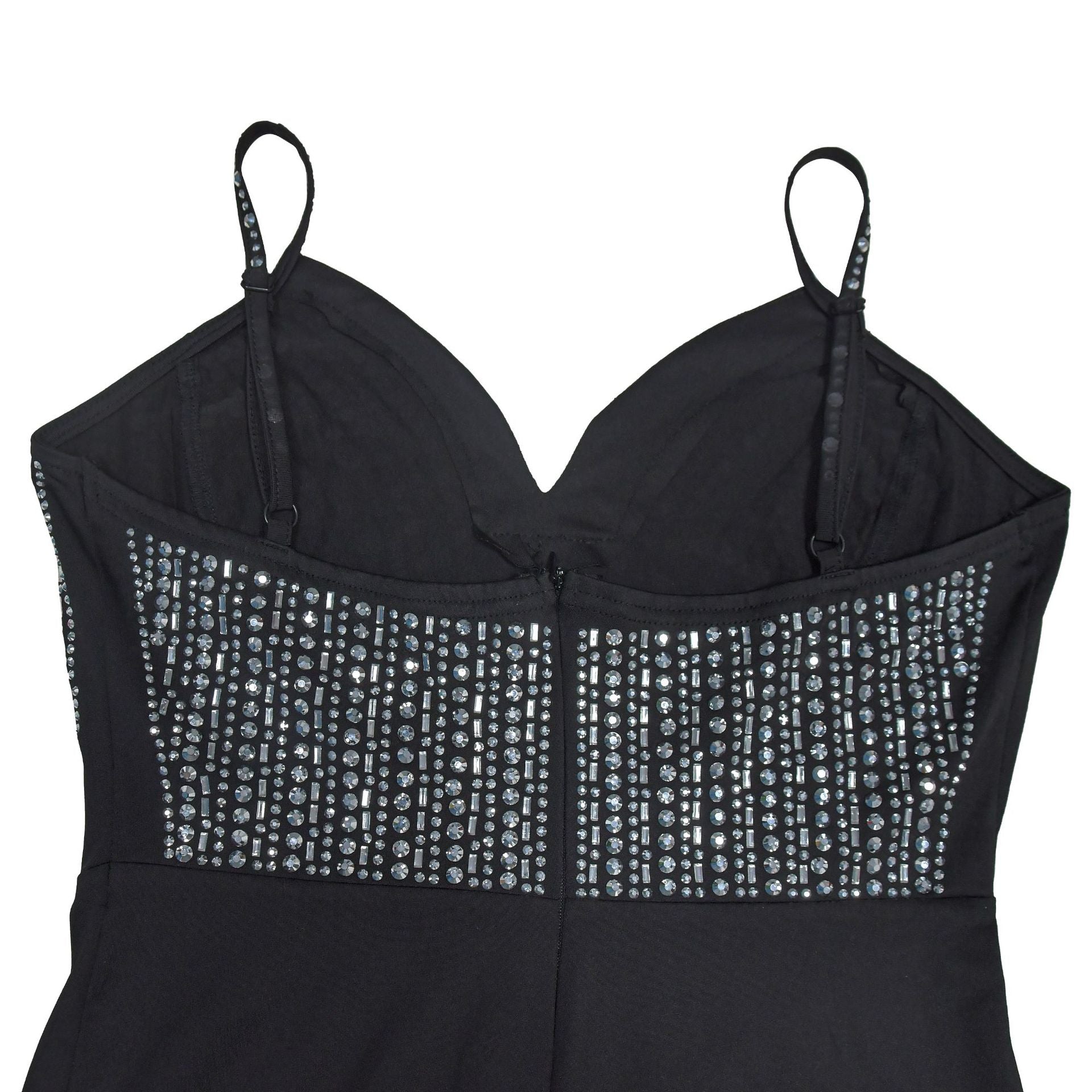 Fashionable Women's Strap V-Neck Beaded Slit Long Dress 11