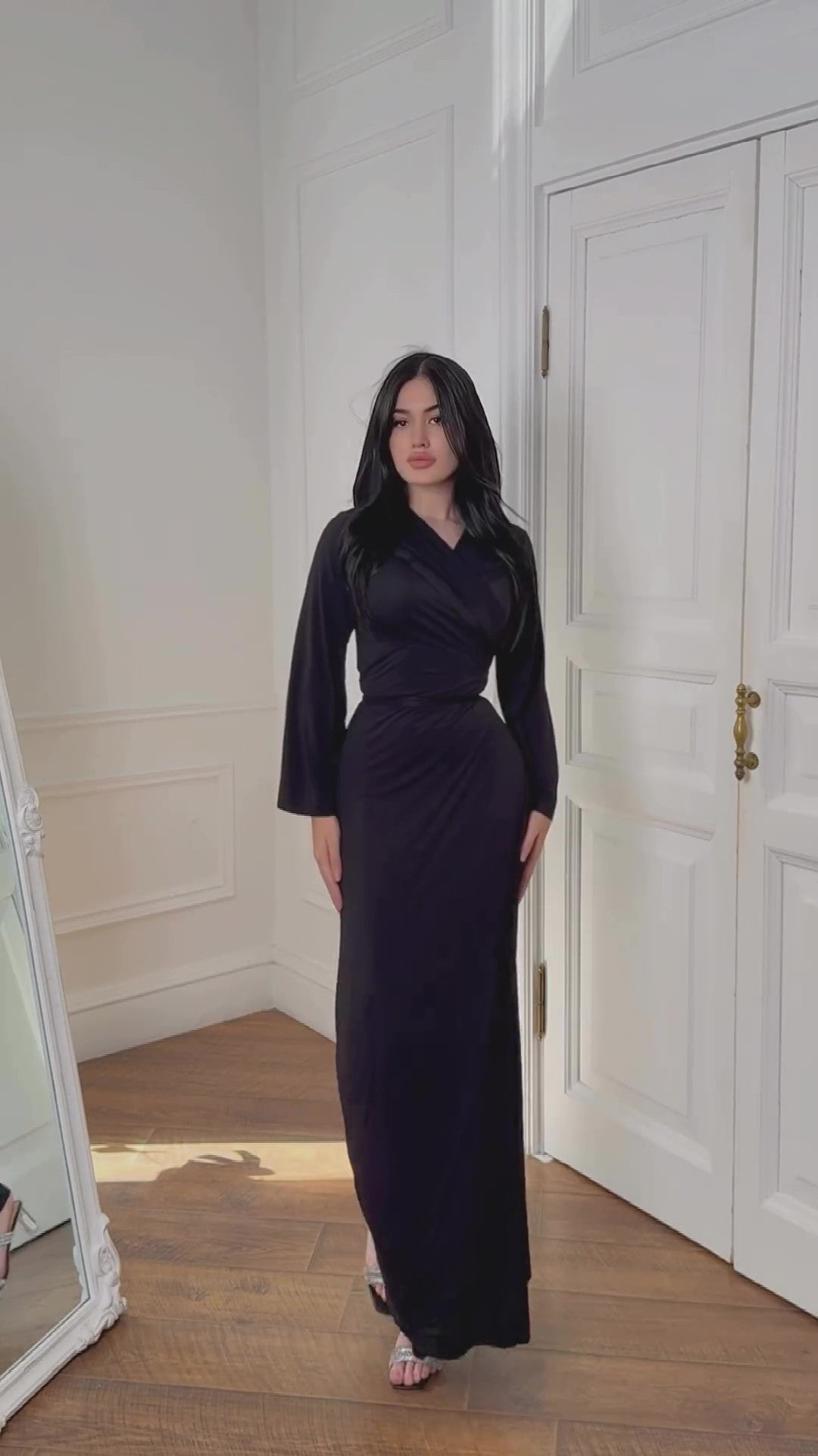 Women's Fashion Hooded Slim Lace-Up Long Sleeve Long Dress 4