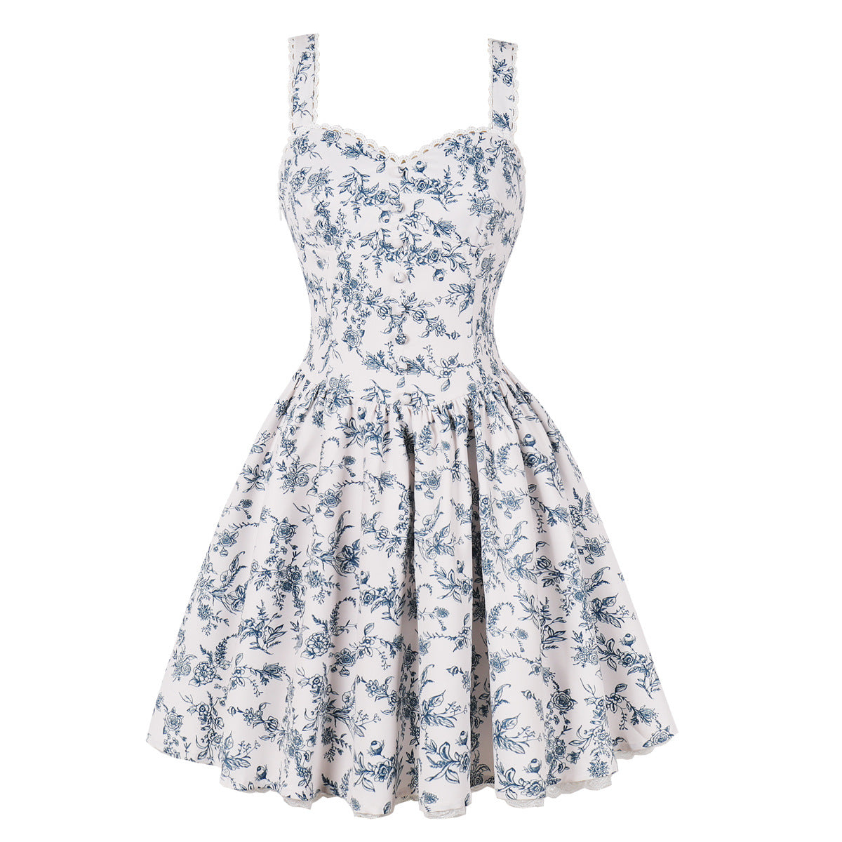 Sexy Floral Print V Neck Strap A-Line Mini Dress 11