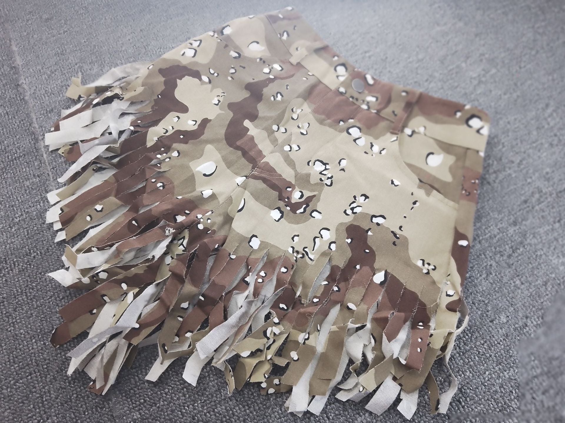 Fashionable Women's Camouflage Tassel Shorts 13