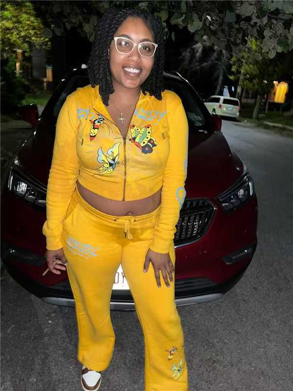 Women's Fashion Print Casual Two Piece Tracksuit Set 7