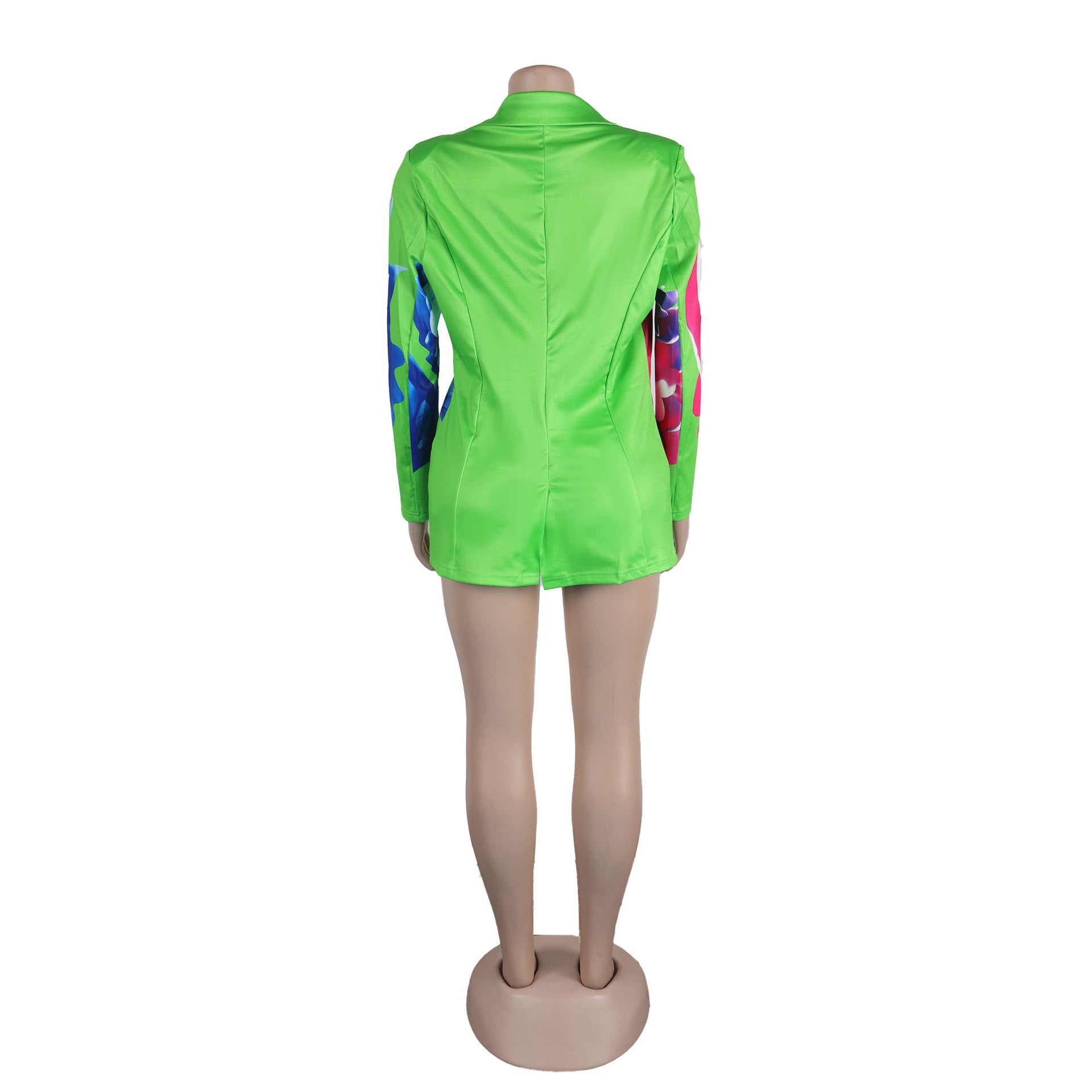 Sexy Plus size suit printed blazer shorts set 17