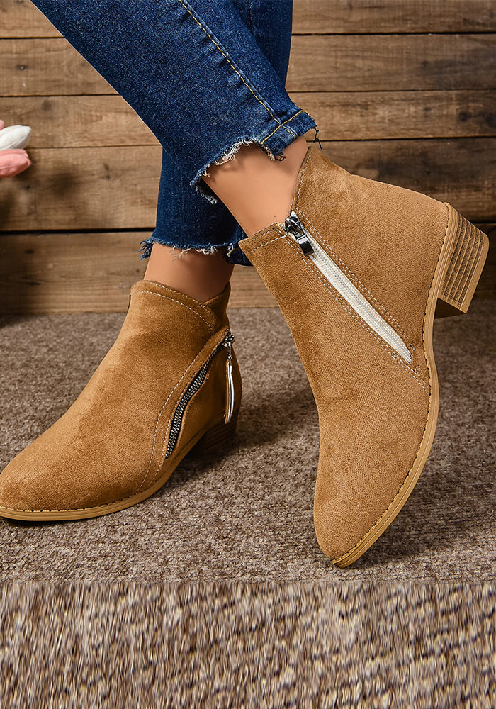 Plus Size Women autumn and winter suede side zipper short boots