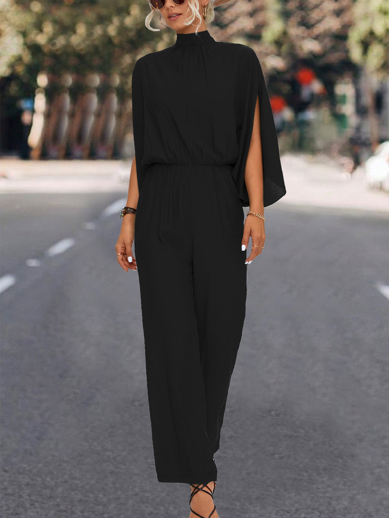 Spring Summer Women'S Stand Collar Elegant Solid Chic Jumpsuit 5
