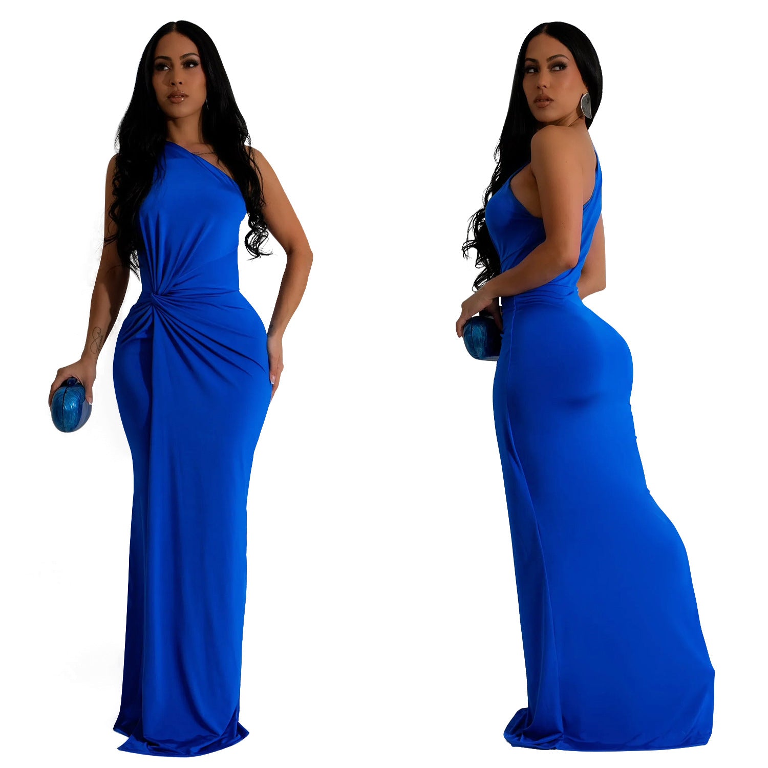 Fashion women one shoulder slim evening dress 18